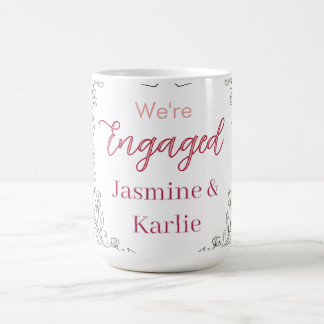 schwarzer Blumenkranz rotes Herz wir sind verlobt Kaffeetasse