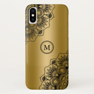 Schwarzer Blumenmandala auf goldenem Hintergrund Case-Mate iPhone Hülle