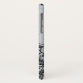 Schwarzer Blumenmandala auf silber gebürstetem Alu Case-Mate iPhone Hülle (Hinten/Links)