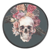 Schwarzer Blumenmöwe Eishockey Puck (Vorderseite)