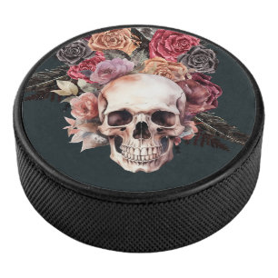 Schwarzer Blumenmöwe Eishockey Puck
