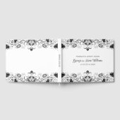 Schwarzer Blumenrand in Weiß Gästebuch (Voll)