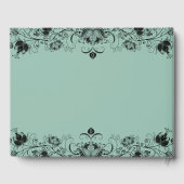 Schwarzer Blumenrand mit Salbei grün Gästebuch (Rückseite)