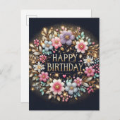 Schwarzer Blumenstrauß Geburtstagskarte Postkarte (Vorne/Hinten)