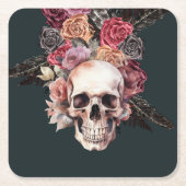 Schwarzer Blumentod, gotische Geburtstagsnapkins Rechteckiger Pappuntersetzer (Vorderseite)