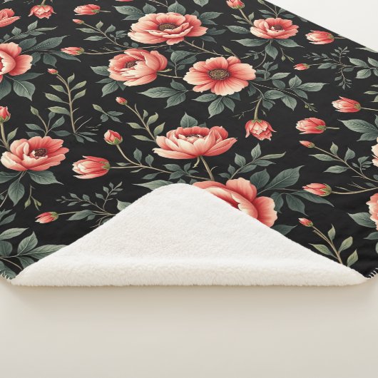 Schwarzer Blumentraum Sherpadecke (3/4)