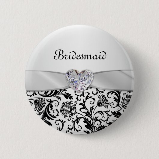 Schwarzer BlumenWirbel, der Brautjungfer Button (Vorderseite)