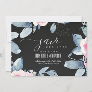SCHWARZER, BLUSH BLUE FLORAL WATERCOLOR RAHMEN SAVE THE DATE