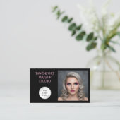 Schwarzer Blush-Rosa-Social-Icon-QR-Code-Foto-Make Visitenkarte (Stehend Vorderseite)
