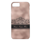 Schwarzer Blütenrahmen auf Rose Gold Gradient Meta Case-Mate iPhone Hülle (Rückseite)
