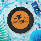 Schwarzer Boarder glückliche Halloween Hexe und Fl Pappteller (Party)
