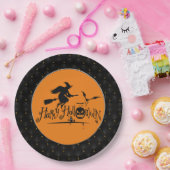 Schwarzer Boarder glückliche Halloween Hexe und Fl Pappteller (Party)