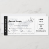 Schwarzer Boarding Pass Hochzeit RSVP Gehäuse Kart Einladung (Vorderseite)