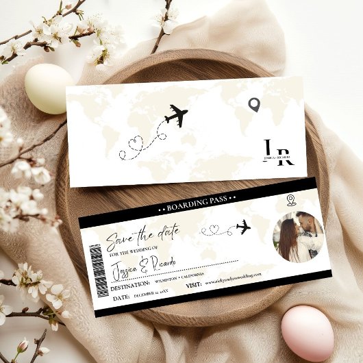 Schwarzer Boarding Pass Ticket Hochzeit Sichern Da Einladung