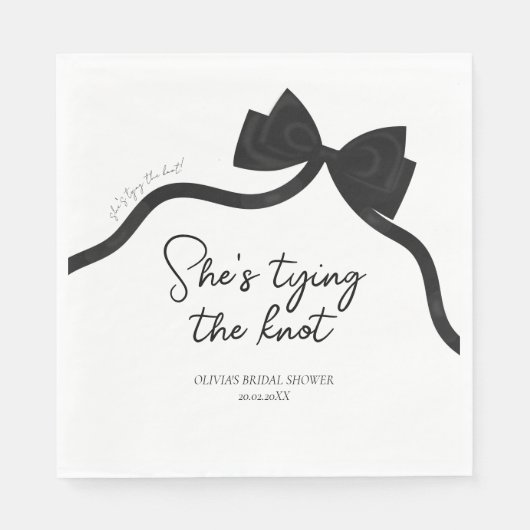 Schwarzer Bogen, der das Brautparty des Knotens bi Serviette (Vorderseite)