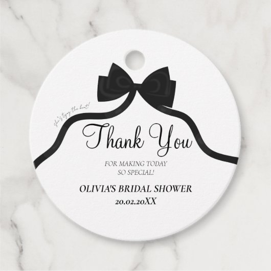 Schwarzer Bogen, der den Knoten Brautparty-Gefalle Geschenkanhänger (Vorderseite)