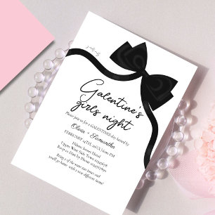 Schwarzer Bogen Galentine Mädchen Nacht Valentine Einladung