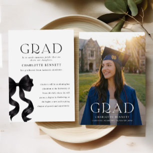 Schwarzer Bogen Moderne Graduiertenfoto Abschlussf Ankündigung