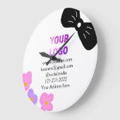 Schwarzer Bogen Rosa lila Blüten Logo-Details hinz Große Wanduhr (Winkel)