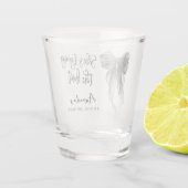 Schwarzer Bogen Sie heiratet Junggesellinnenabschi Schnapsglas (Rückseite)