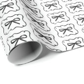 Schwarzer Bogen und Lockenbandrahmen Chic Whimsica Geschenkpapier (Rolleneckpunkt)