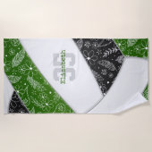 Schwarzer Boho Blütenpaisball-Girls Volleyball Strandtuch (Vorderseite)