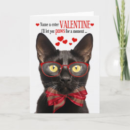 Schwarzer Bombay Cat Feline Spaß Valentinstag Feiertagskarte