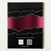 Schwarzer Bordeaux-Silberstreifen-Marmor Glitzer 2 Planer (Rückseite)