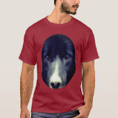 Schwarzer Border Collie Face Dog T-Shirt (Vorderseite)