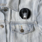 Schwarzer Border-Collie-Gesichts-Hundeknopf Button (Beispiel)
