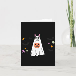 Schwarzer Boston Terrier Boo Geist Hund Frohes Hal Karte