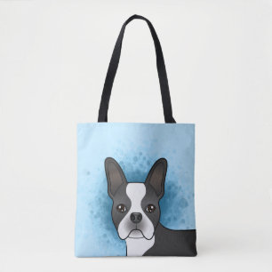 Schwarzer Boston Terrier Cartoon-Hund von vorne au Tasche