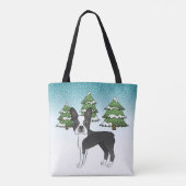 Schwarzer Boston Terrier in einem Winterwald Tasche (Rückseite)