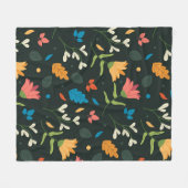 Schwarzer Botanischer Blumendruck Fleecedecke (Vorderseite (Horizontal))