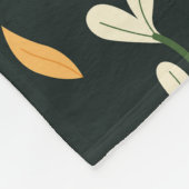 Schwarzer Botanischer Blumendruck Fleecedecke (Ecke)