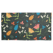 Schwarzer Botanischer Blumendruck Kissenbezug (Vorderseite)