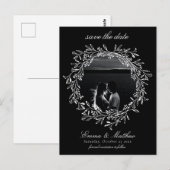 Schwarzer Botanischer Gotischer Kranz Save-the-Dat Postkarte (Vorne/Hinten)