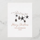 Schwarzer Botanischer Skandal Weihnachten Folien Feiertagskarte (Vorderseite)