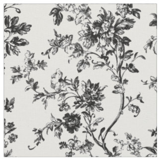 Schwarzer botanischer Zweig-Toile Stoff