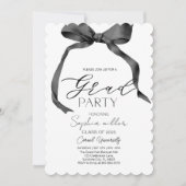 Schwarzer Bow-Abschluss, Minimalistisch, schwarz u Einladung (Vorderseite)