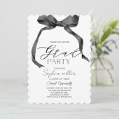 Schwarzer Bow-Abschluss, Minimalistisch, schwarz u Einladung (Stehend Vorderseite)