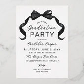 Schwarzer Bow Arch Foto Silver Foil Abschluss Folieneinladung (Rückseite)