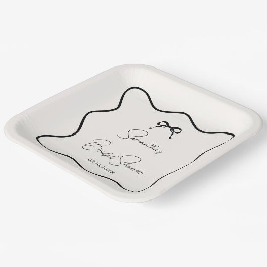 Schwarzer Bow, der das Brautparty des Knotens bind Pappteller (Gewinkelt)