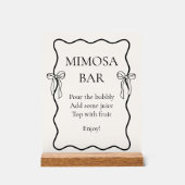 Schwarzer Bow, der das Knot-Brautparty Mimosa Bar Acrylschild (Vorderseite)