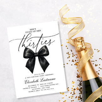 Schwarzer Bow, der ihre Dreißiger zum 40. Geburtst Einladung