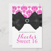 Schwarzer Bow Glam Sweet 16 Party Einladung (Rückseite)