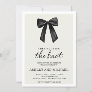 Schwarzer Bow Sie binden die Knot Engagement Party Einladung