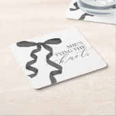 Schwarzer Bow verbindet das Dekor des Brautparty " Rechteckiger Pappuntersetzer (angewinkelt)