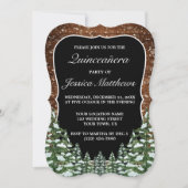 Schwarzer Bracket Snowy Forest & Wood Pine Quincea Einladung (Vorderseite)