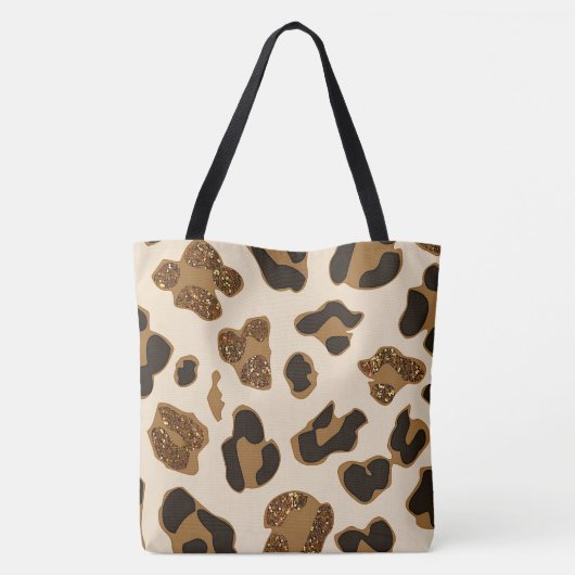 Schwarzer Bräuner und Leopard Glitzer große Totasc Tasche (Rückseite)